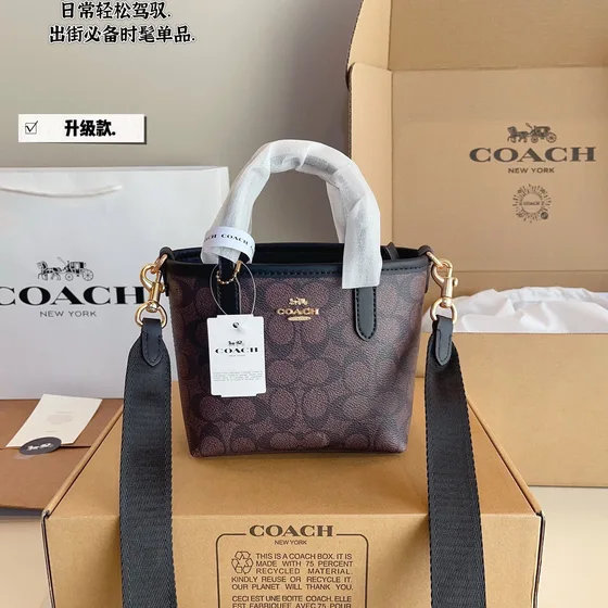 Coach Mini Tote Bag بني/أسود Tote Bag