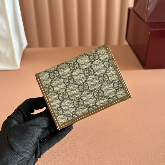 Gucci Horsebit 1955 Card Case Wallet Beige Brown Wallet