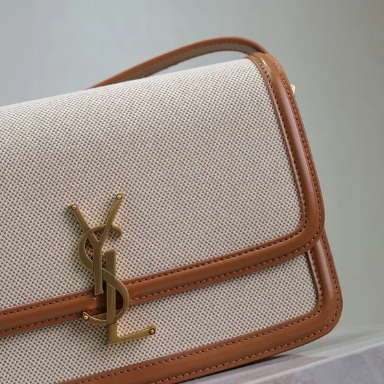 YSL Solferino Medium Satchel Beige And Coklat Crossbody