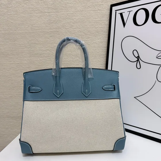 Hermes Birkin Blue Beige Top Handle