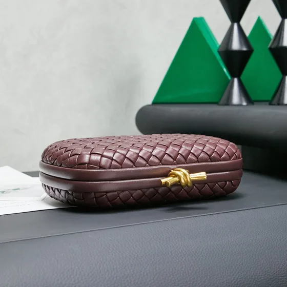 Bottega Veneta Knot Minaudiere Clutch Burgundy Clutch