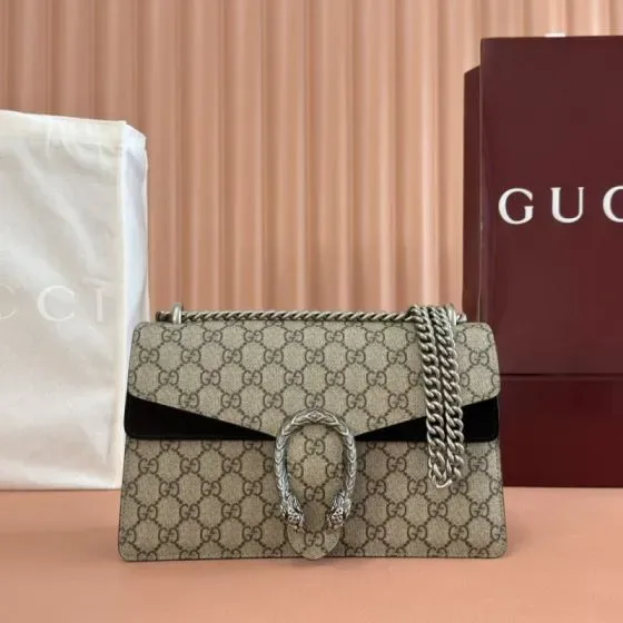 Gucci Dionysus Gg Small Shoulder Bag Beige Black Shoulder Bag