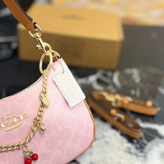 Coach Teri Shoulder Bag In Signature Canvas Pink Shoulder Bag