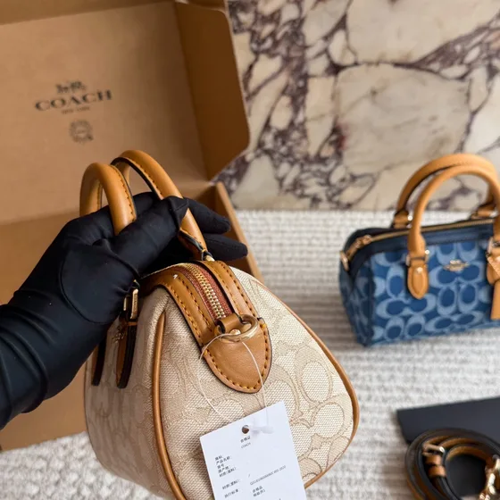 Coach Rowan Satchel In Signature Canvas Beige Brown Top Handle