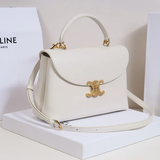Celine Triomphe Top Handle Bag أبيض Top Handle