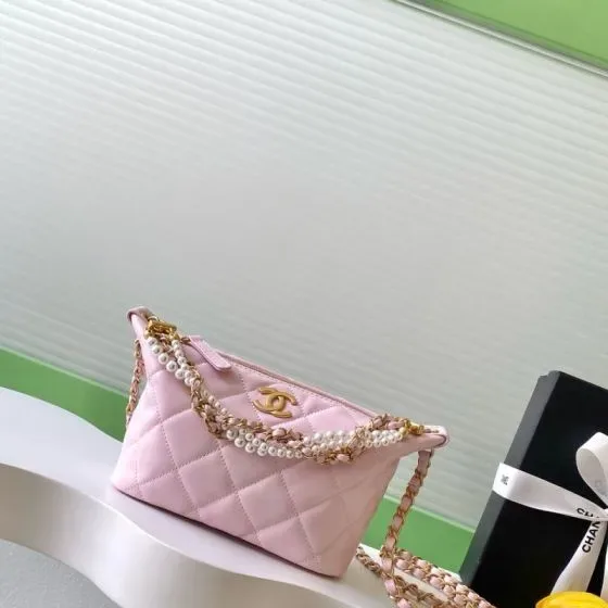 Chanel Pearl Chain Hobo Pink Hobo