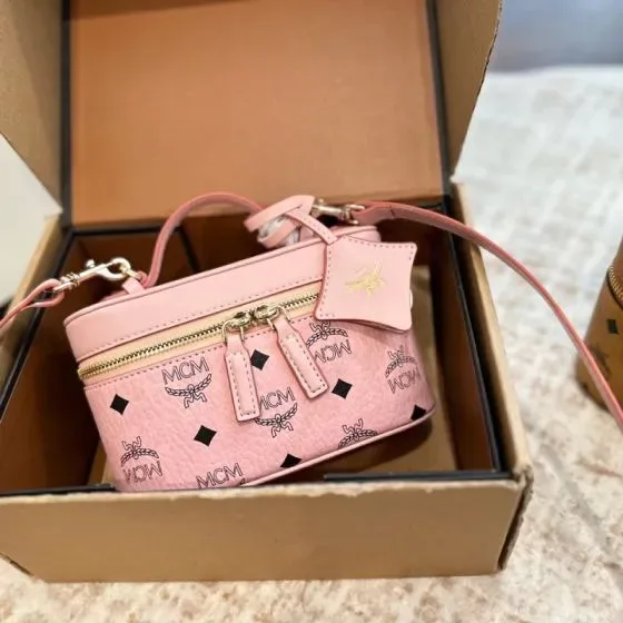 MCM Aren Crossbody Bag In Visetos Pink Crossbody