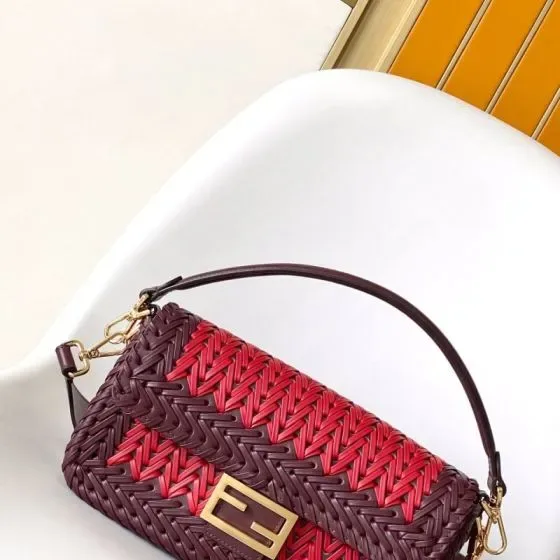 Fendi Baguette Burgundy Red Shoulder Bag