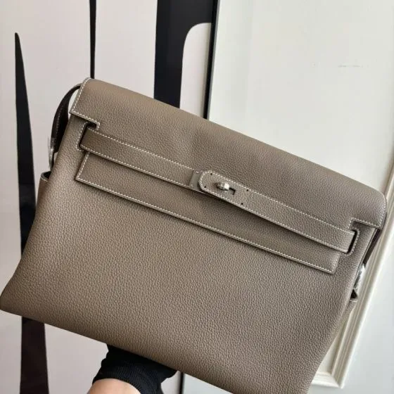 Hermes Kelly Messenger Gris Asphalte Crossbody
