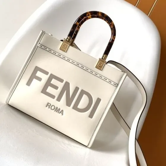 Fendi Fendi Sunshine Shopper Small White Tote Bag
