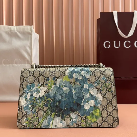 Gucci Dionysus Gg Blooms Beige Navy Blue Shoulder Bag
