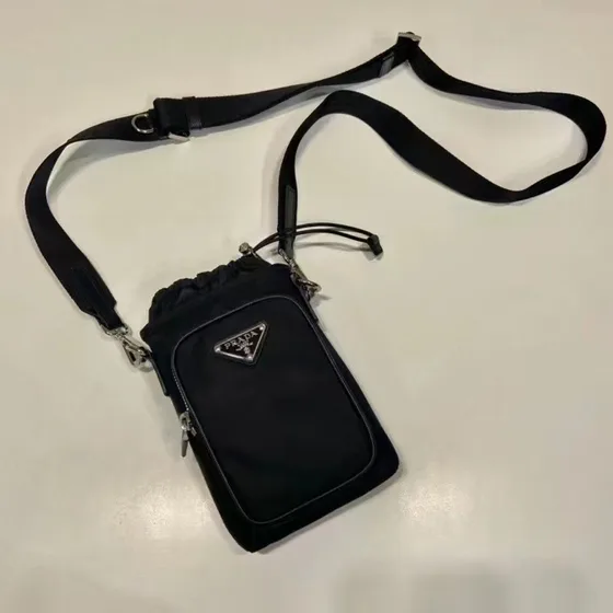 Prada Re-Nylon Drawstring Crossbody Bag Black Crossbody