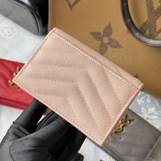 YSL Cassandre Matelassé Card Case Light Pembe Card Holder