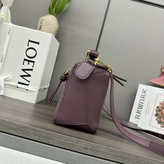 Loewe Puzzle Bag Small Braided Handle Dark Borgoña Crossbody
