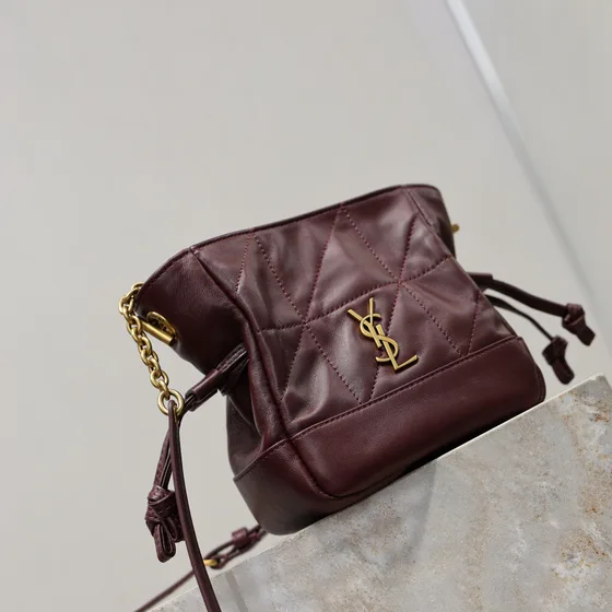 YSL Jamie 4.3 Mini Bolso cubo Borgoña Crossbody