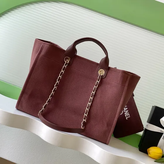 Chanel Deauville Tote Burgundy Tote Bag