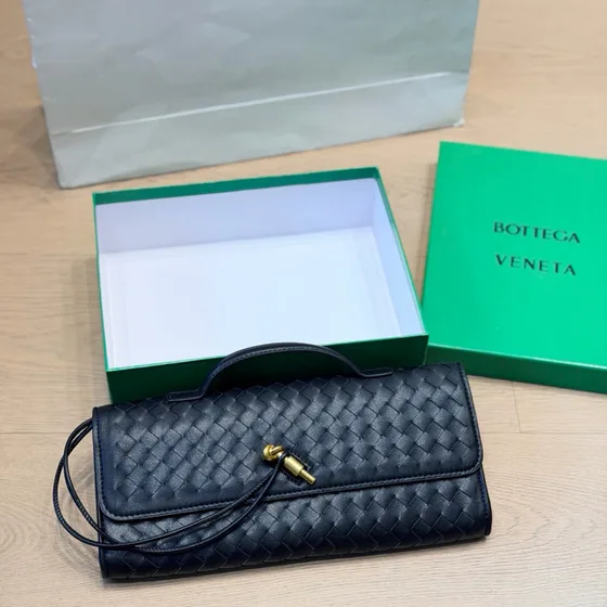 Bottega Veneta Intrecciato Long Clutch With Handle Black Clutch