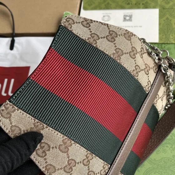 Gucci Gg Canvas Keychain Pouch Beige Brown Pouch