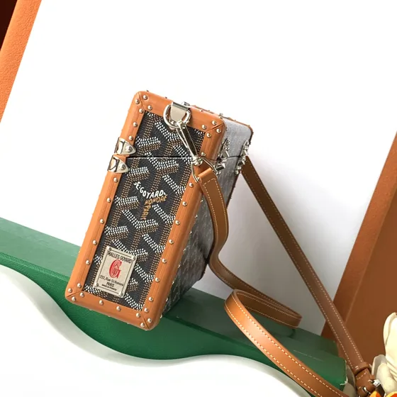 Goyard Cassette Trunk Bag Hitam Coklat Crossbody