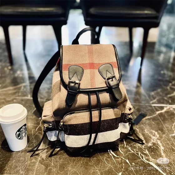 Burberry Canvas Check Backpack Camel Beige Backpack