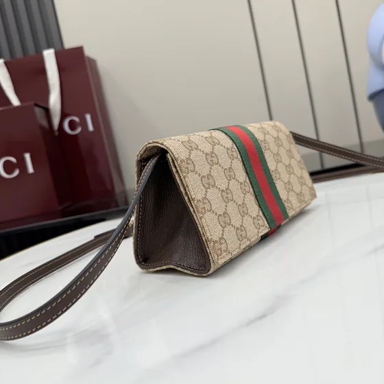 Gucci Gg Supreme Web Ophidia Chain Portefeuille Beige Woc