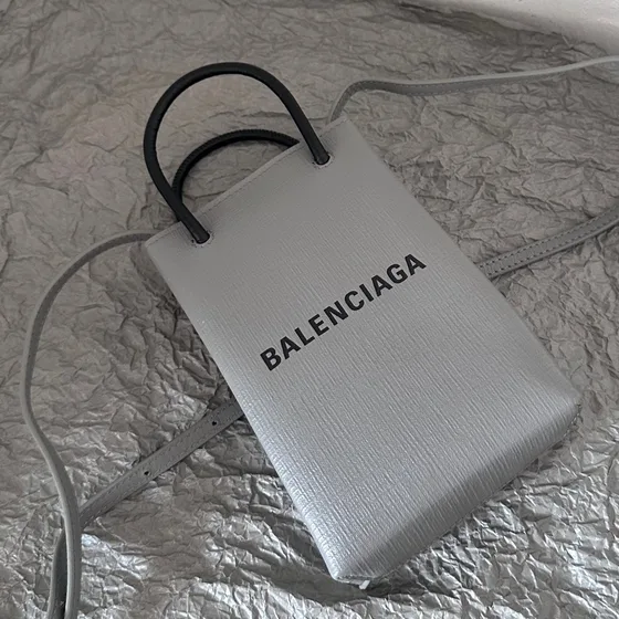 Balenciaga Shopping Phone Crossbody Bag Gray Crossbody
