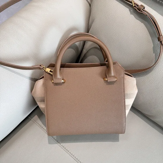 Burberry Banner Tote Oat Beige Top Handle