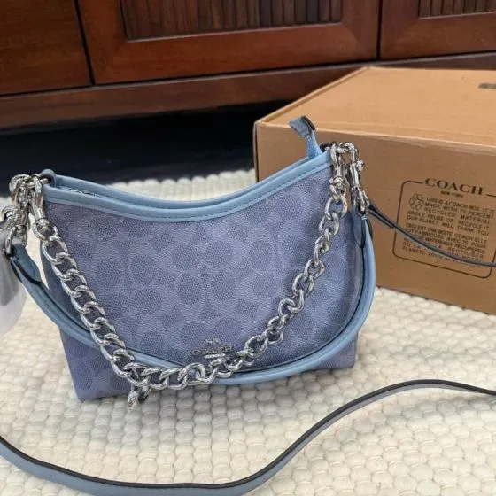 Coach Mini Payton In Signature Canvas Light Blue Crossbody