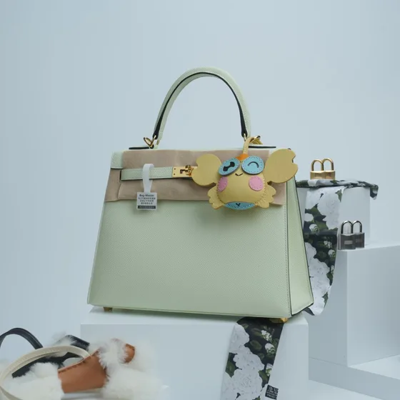 Hermes Kelly Light Grønn Tophåndtak