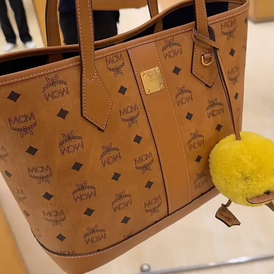 MCM Toni Visetos Shopper Tote Cognac Shoppertasketur