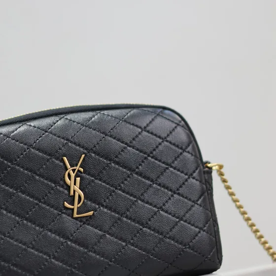 YSL Gaby Zipped Мешочек With Chain Чёрный Crossbody