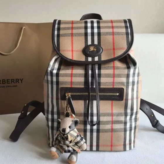 Burberry Vintage Check Backpack Beige Brown Backpack
