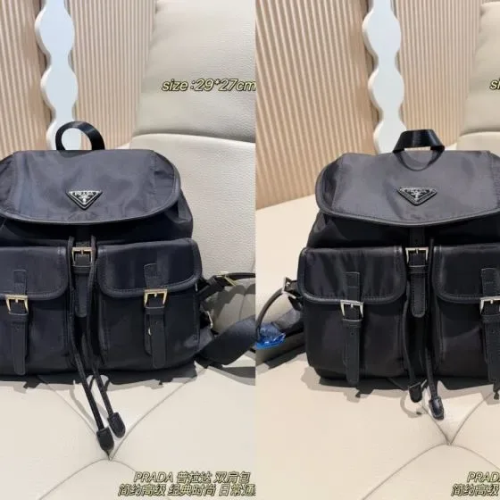 Prada Re-Nylon Medium Backpack With Pockets Black 29 27cm Backpack