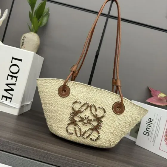 Loewe Anagram Basket Bag Small Natural Beige Tan Tote Bag