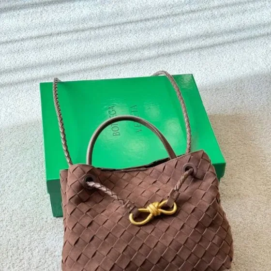 Bottega Veneta Small Andiamo Brown Shoulder Bag