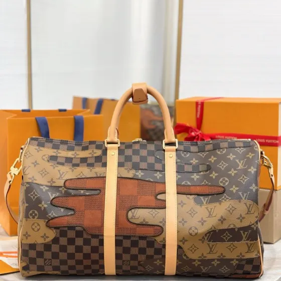 Louis Vuitton Keepall Bandouli re 50 Brown Monogram Damier patchwork 50 travel