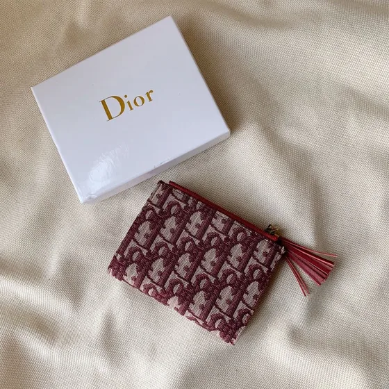 Dior Oblique Zip Card Holder Burgund Card Holder