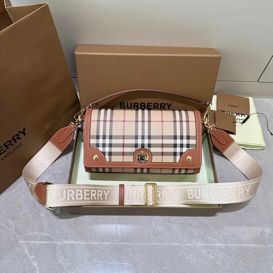 Burberry Vintage Check Bolsa transversal Bege/Briar Marrom Crossbody