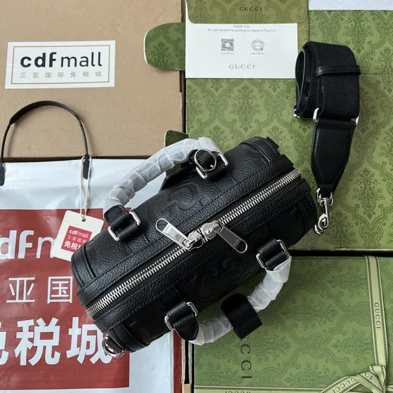 Gucci Jumbo Gg Mini Duffle Bag Black Crossbody