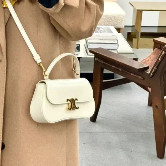 Celine Teen Triomphe Top Handle White Top Handle