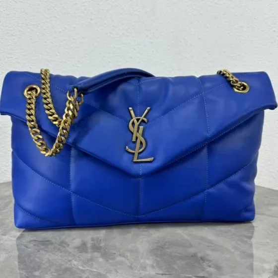YSL Loulou Puffer Blue Shoulder Bag