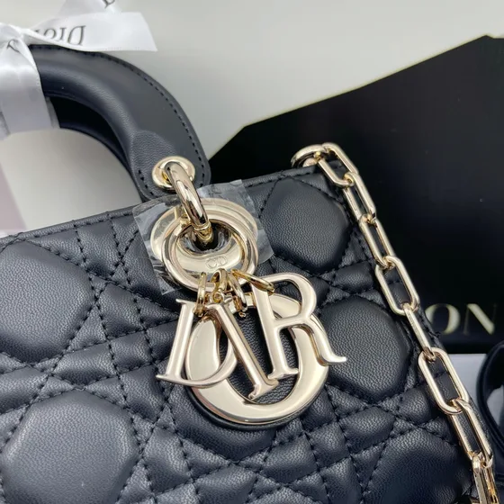 Dior Lady D-Joy Preto 22cm Alça superior