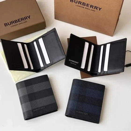 Burberry Check Bifold Wallet Black Wallet