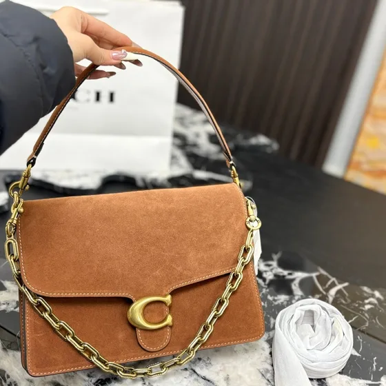 Coach Soft Tabby Chain Shoulder Bag Brown Shoulder Bag