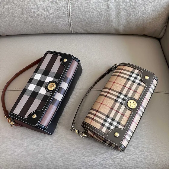 Burberry Check And Piel Bolso cruzado Beige/Marrón Crossbody