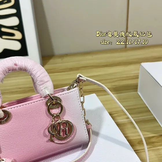 Dior Horizontal Lady Dior وردي 22*17*10cm Top Handle