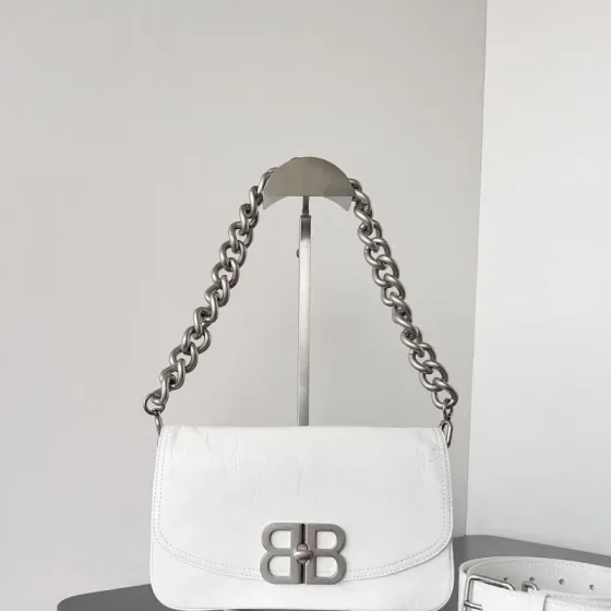 Balenciaga Bb Soft Small Flap Bag White Shoulder Bag