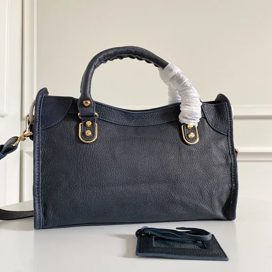 Balenciaga City Metallic Edge Dark Синий Верхняя ручка