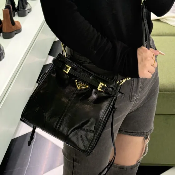 Prada Bonnie Couro Bolsa de ombro Preto Bolsa de ombro