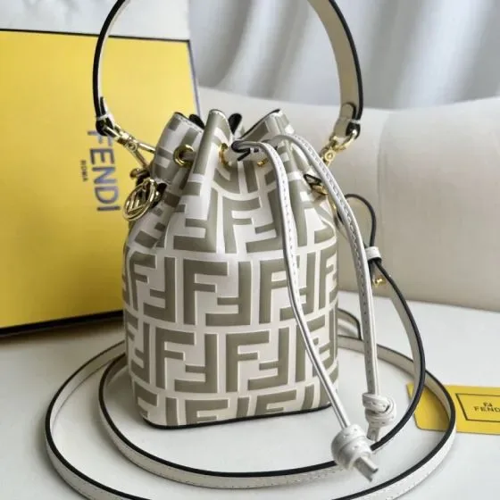 Fendi Mon Tresor Mini Bucket Bag White Crossbody